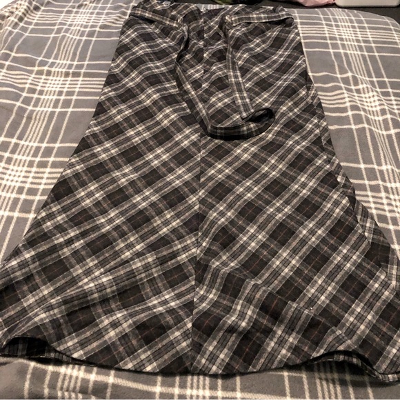 Topshop Plaid Wool Long Skirt with Zipper Tie Belt Pockets